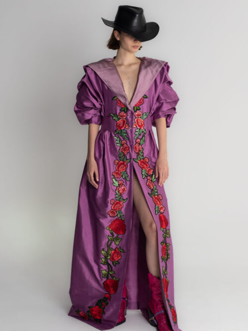 Płaszcz lekki damski jedwabny różowy z kapturem