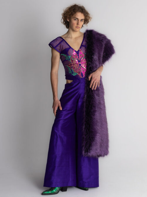 Gorset unisex fioletowy i spodnie unisex fioletowe