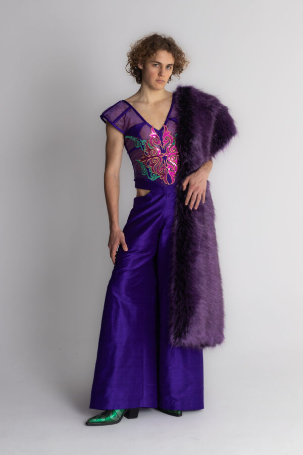 Gorset unisex fioletowy i spodnie unisex fioletowe