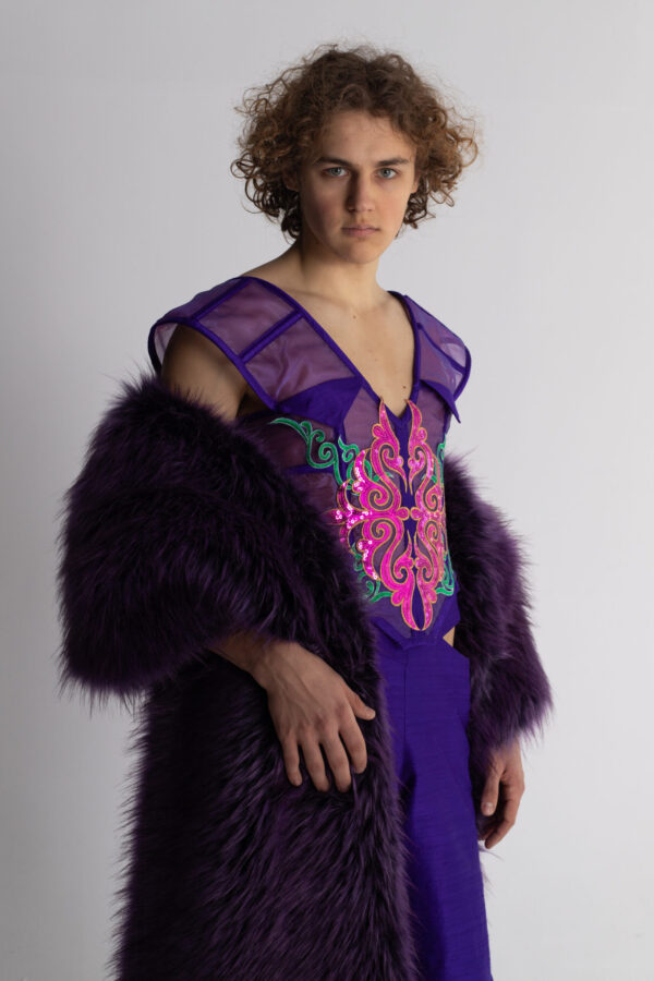 Gorset unisex fioletowy i spodnie unisex fioletowe